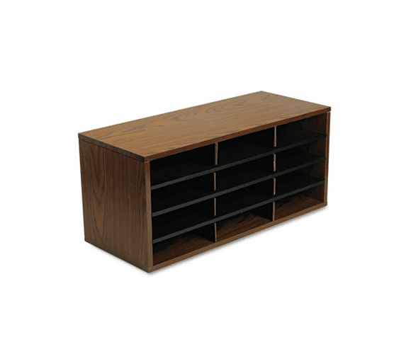 FEL25400 Particle Board Literature Sorter, 12 Section, 29 x 11 7/8 x 12 15/16, Medium Oak By FELLOWES MFG. CO.