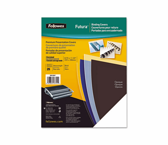 FEL5224901 FUTURA PRESENTATION BINDING SYSTEM COVERS, 11 X 8-1/2, OPAQUE BLACK, 25/PACK By FELLOWES MFG. CO.