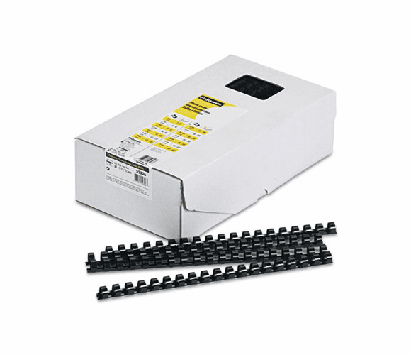 FEL52326 Plastic Comb Bindings, 1/2" Diameter, 90 Sheet Capacity, Black, 100 Combs/Pack By FELLOWES MFG. CO.