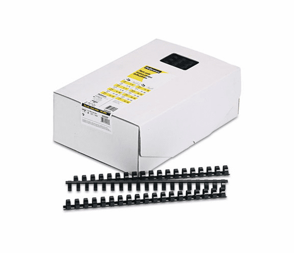 FEL52327 Plastic Comb Bindings, 5/8" Diameter, 120 Sheet Capacity, Black, 100 Combs/Pack By FELLOWES MFG. CO.