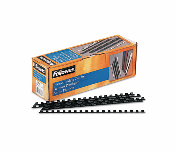 FEL52366 Plastic Comb Bindings, 1/4" Diameter, 20 Sheet Capacity, Black, 100 Combs/Pack By FELLOWES MFG. CO.