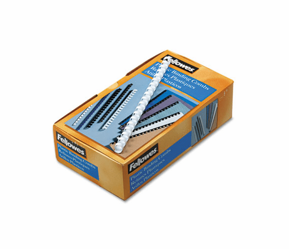 FEL52372 Plastic Comb Bindings, 1/2" Diameter, 90 Sheet Capacity, White, 100 Combs/Pack By FELLOWES MFG. CO.