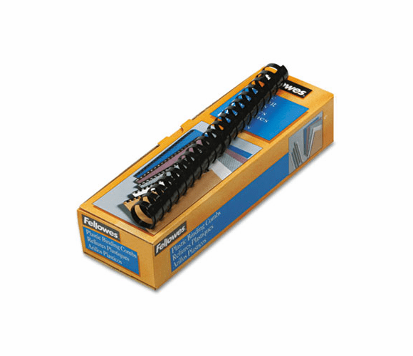 FEL52383 Plastic Comb Bindings, 1" Diameter, 200 Sheet Capacity, Black, 10 Combs/Pack By FELLOWES MFG. CO.