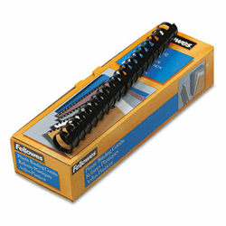 FEL52383 Plastic Comb Bindings, 1" Diameter, 200 Sheet Capacity, Black, 10 Combs/Pack By FELLOWES MFG. CO.