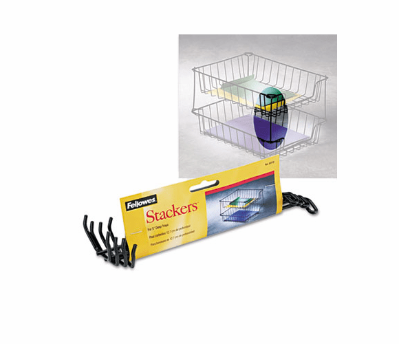 FEL64112 Desk Tray Stacking Posts for 5" Capacity Trays, Black, Four Posts/Set By FELLOWES MFG. CO.