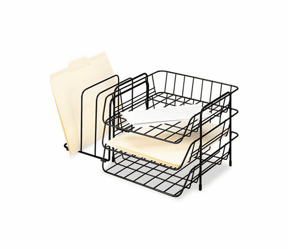 FEL72331 Triple Tray w/Sorter, Six Sections, Wire, 17 3/4w x 12 5/8d x 8 3/8h, Black By FELLOWES MFG. CO.