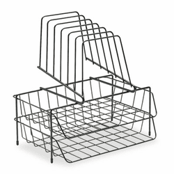 FEL72391 Double Tray with Step File, Eight Sections, Wire, 13 7/8 x 10 1/8 x 14, Black By FELLOWES MFG. CO.