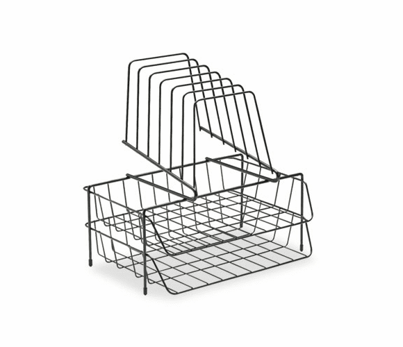 FEL72391 Double Tray with Step File, Eight Sections, Wire, 13 7/8 x 10 1/8 x 14, Black By FELLOWES MFG. CO.