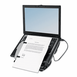 FEL8024601 Adjustable Laptop Riser with Four-Port USB Hub, 12 1/8 x 13 3/8 x 3, Black/Gray By FELLOWES MFG. CO.