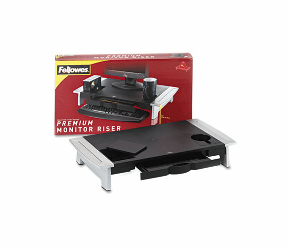 FEL8031001 Office Suites Premium Monitor Riser, 27 x 14 x 4 1/4, Black/Silver By FELLOWES MFG. CO.