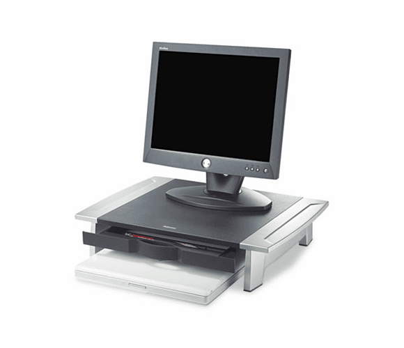 FEL8031101 Office Suites Monitor Riser, 20 x 14 1/16 x 4 - 6 1/2, Black/Silver By FELLOWES MFG. CO.