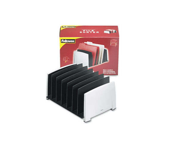 FEL8031801 File Sorter, Seven Sections, Plastic, 14 1/2 x 10 3/8 x 7 1/2, Black/Silver By FELLOWES MFG. CO.