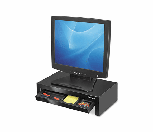 FEL8038101 Adjustable Monitor Riser with Storage Tray, 16 x 9 1/2 x 4 1/2-6, Black By FELLOWES MFG. CO.