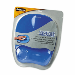 FEL91141 Gel Crystals Mouse Pad w/Wrist Rest, Rubber Back, 8 x 9-/4, Blue By FELLOWES MFG. CO.