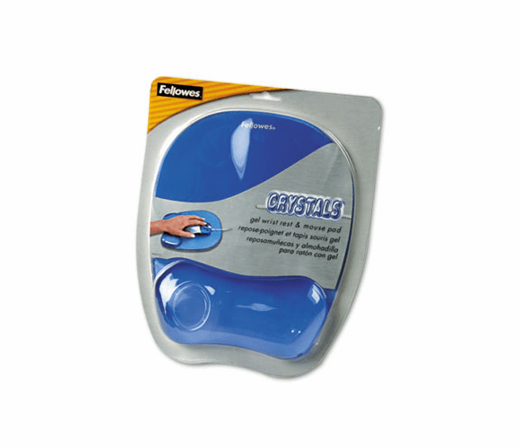 FEL91141 Gel Crystals Mouse Pad w/Wrist Rest, Rubber Back, 8 x 9-/4, Blue By FELLOWES MFG. CO.