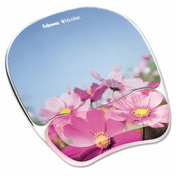 FEL9179001 Gel Mouse Pad w/Wrist Rest, Photo, 9 1/4" x 7 1/3", Pink Flowers By FELLOWES MFG. CO.