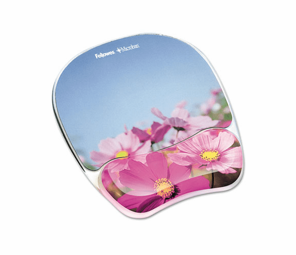 FEL9179001 Gel Mouse Pad w/Wrist Rest, Photo, 9 1/4" x 7 1/3", Pink Flowers By FELLOWES MFG. CO.