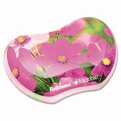 FEL9179201 Gel Wrist Rest, Photo, 4 9/10" x 3 4/10", Pink Flowers By FELLOWES MFG. CO.