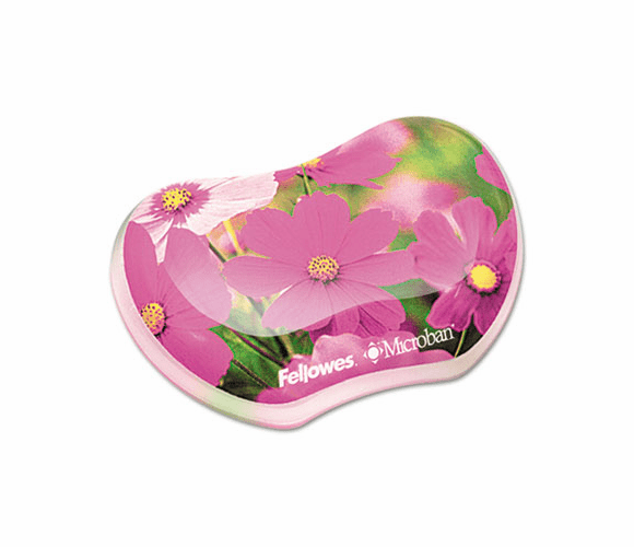 FEL9179201 Gel Wrist Rest, Photo, 4 9/10" x 3 4/10", Pink Flowers By FELLOWES MFG. CO.