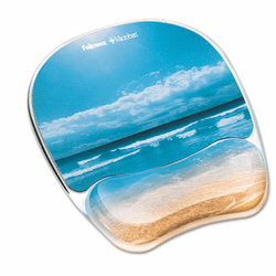FEL9179301 Gel Mouse Pad w/Wrist Rest, Photo, 9 1/4" x 7 1/3", Sandy Beach By FELLOWES MFG. CO.