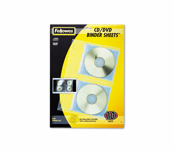 FEL95304 CD/DVD Protector Sheets for Three-Ring Binder, Clear, 10/Pack By FELLOWES MFG. CO.