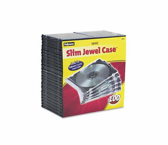 FEL98335 Thin Jewel Case, Clear/Black, 100/Pack By FELLOWES MFG. CO.