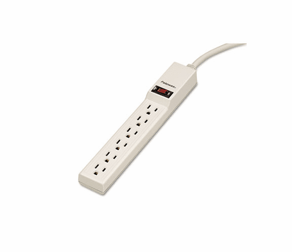 FEL99000 Six-Outlet Power Strip, 120V, 4ft Cord, 10-3/4 x 1 5/8 x 1-3/8, Platinum By FELLOWES MFG. CO.