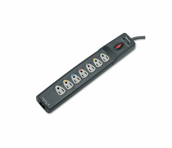 FEL99110 Power Guard Surge Protector w/Phone/DSL Protect, 7 Outlets, 6ft Cord By FELLOWES MFG. CO.