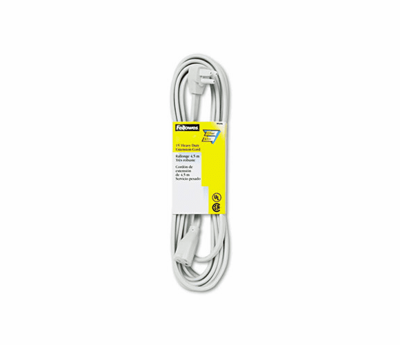 FEL99596 Indoor Heavy-Duty Extension Cord, 3-Prong Plug, 1 Outlet, 15-ft. Length, Gray By FELLOWES MFG. CO.