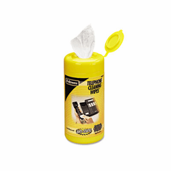 FEL99722 Telephone Surface Cleaner Wet Wipes, Cloth, 5 x 6, 100/Tub By FELLOWES MFG. CO.