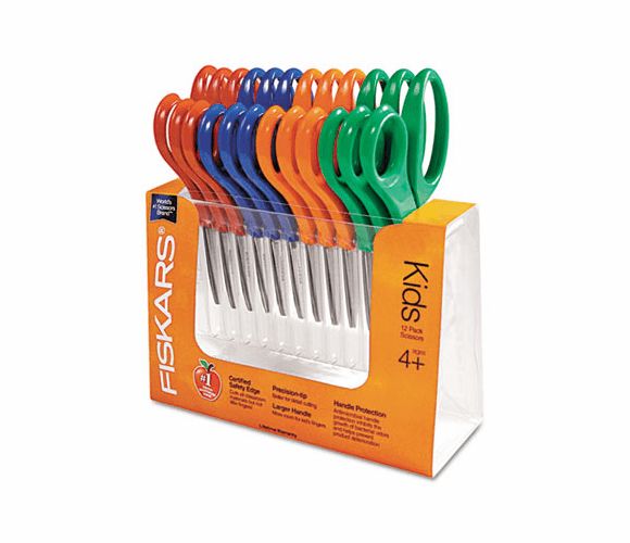 FSK95037197 Children's Safety Scissors, Pointed, 5 in. Length, 1-3/4 in. Cut, 12/Pack By FISKARS MANUFACTURING CORP