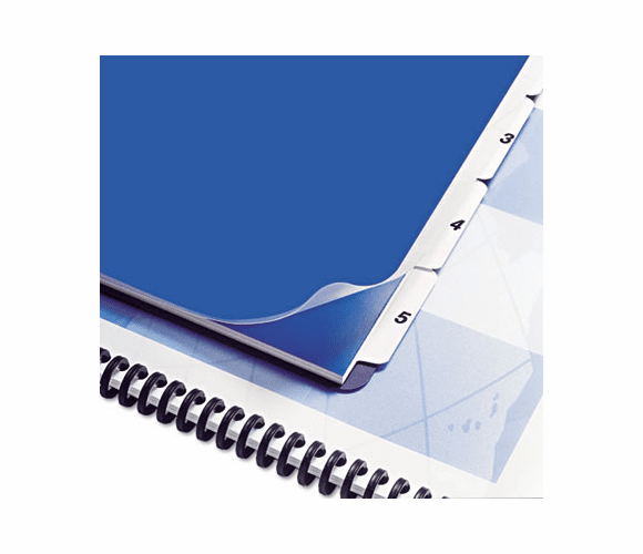 GBC25160 Unpunched Numbered Index Tabs, 5-Tab, 1-5, 9 x 11, White, 5/Set By SWINGLINE