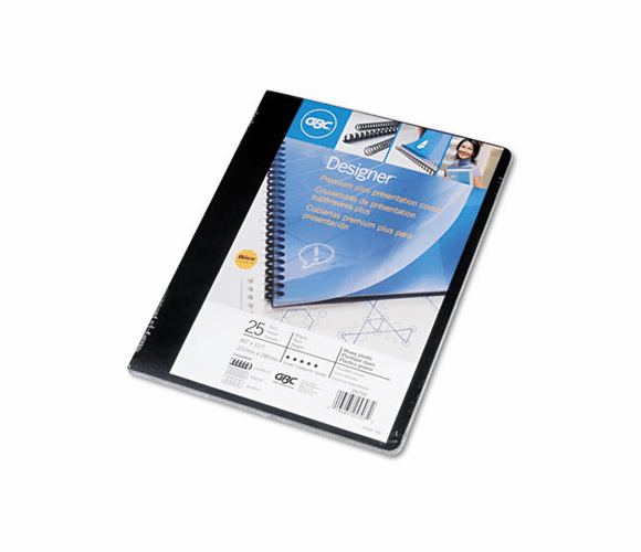 GBC25703 Opaque Plastic Binding System Covers, 11-1/4 x 8-3/4, Black, 25/Pack By SWINGLINE