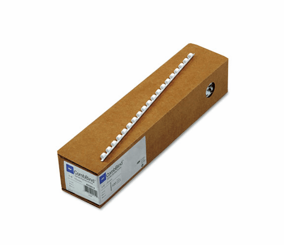 GBC4000014 CombBind Standard Spines, 1/4" Diameter, 25 Sheet Capacity, White, 100/Box By SWINGLINE