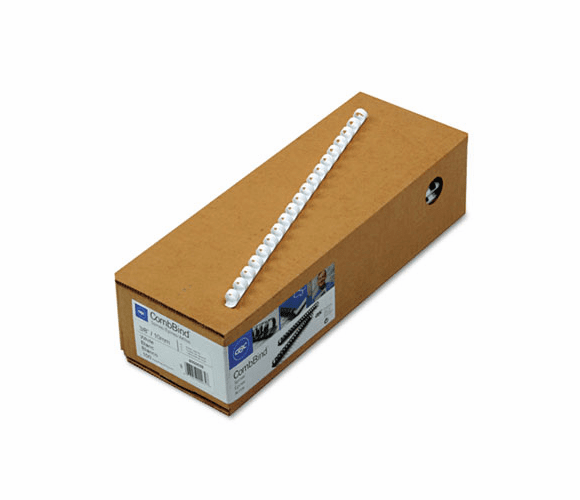 GBC4000038 CombBind Standard Spines, 3/8" Diameter, 55 Sheet Capacity, White, 100/Box By SWINGLINE