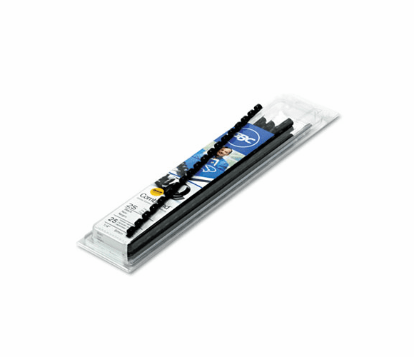 GBC4090010 CombBind Standard Spines, 1/4" Diameter, 25 Sheet Capacity, Black, 25/Box By SWINGLINE