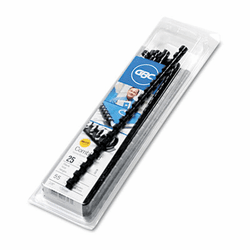 GBC4090022 CombBind Standard Spines, 3/8" Diameter, 55 Sheet Capacity, Black, 25/Box By SWINGLINE
