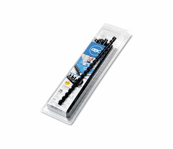 GBC4090022 CombBind Standard Spines, 3/8" Diameter, 55 Sheet Capacity, Black, 25/Box By SWINGLINE