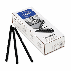GBC4090308 CombBind Premium Matte Spines, 3/8" Diameter, 55 Sheet Capacity, Black, 100/Pack By SWINGLINE
