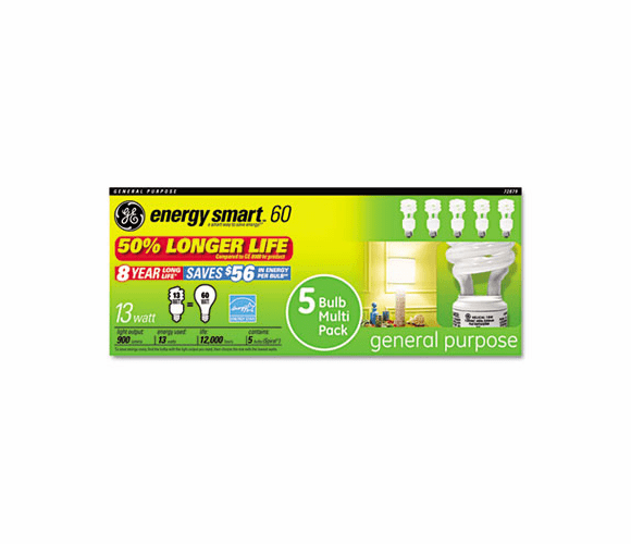 GEL71804 Compact Fluorescent Bulb, 13 Watt, T3 Spiral, Soft White By GENERAL ELECTRIC CO.