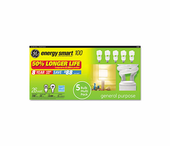 GEL73864 Compact Fluorescent Bulb, 26 Watt, T3 Spiral, Soft White By GENERAL ELECTRIC CO.