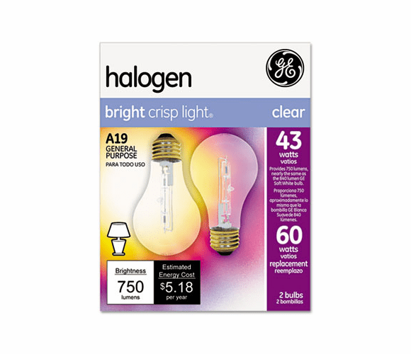 GEL78796 Halogen Bulb, Globe, 43 Watts, 2/Pack By GENERAL ELECTRIC CO.
