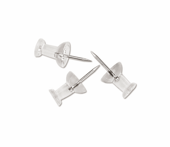 GEMCP20 Plastic Head Push Pins, Plastic, Clear, 3/8", 100/Box By ADVANTUS CORPORATION