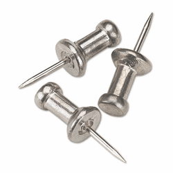 GEMCPAL3 Aluminum Head Push Pins, Aluminum, Silver, 3/8", 100/Box By ADVANTUS CORPORATION