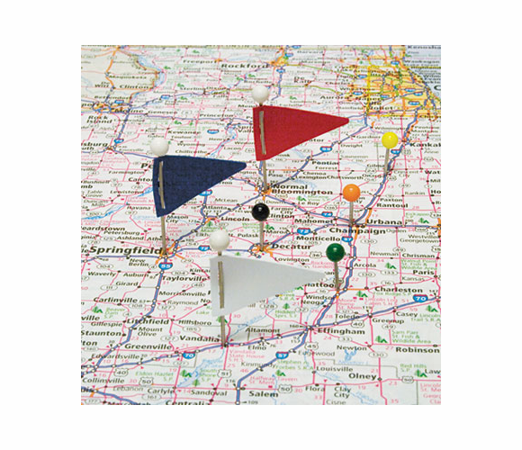GEMMF375 Map Flags, Plastic, Assorted, 1 1/16", 75/Box By ADVANTUS CORPORATION