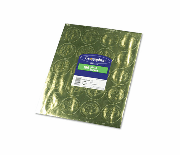 GEO20014 Gold Foil Embossed "Official Seal of Excellence" Seals, 100/Pack By GEOGRAPHICS