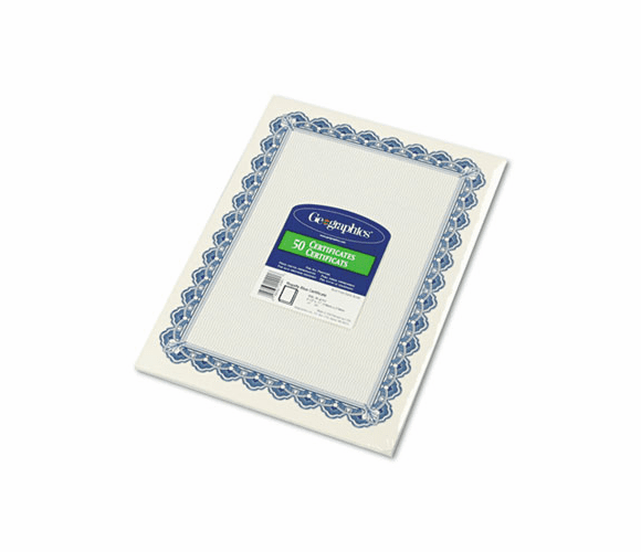 GEO22901 Parchment Paper Certificates, 8-1/2 x 11, Blue Royalty Border, 50/Pack By GEOGRAPHICS