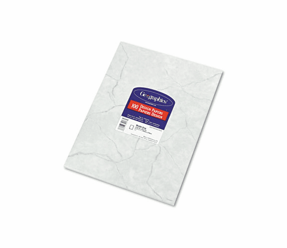 GEO39017 Design Paper, 24 lbs., Marble, 8-1/2 x 11, Gray, 100/Pack By GEOGRAPHICS