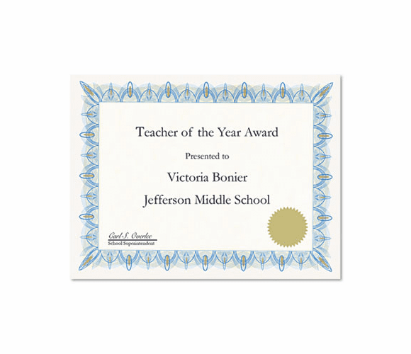 GEO39087 Award Certificates w/Gold Seals, 8-1/2 x 11, Unique Blue Border, 25/Pack By GEOGRAPHICS
