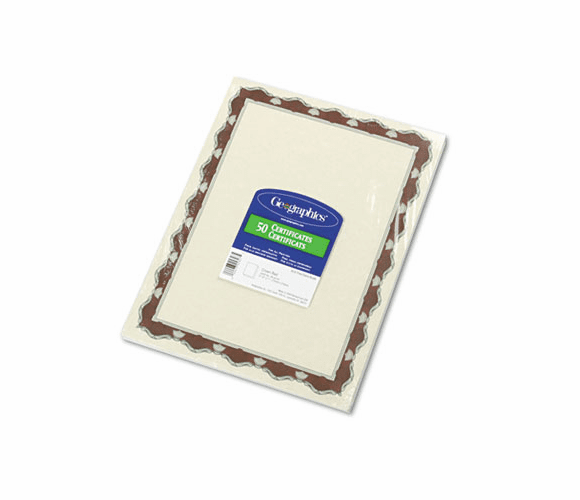 GEO45327 Parchment Paper Certificates, 8-1/2 x 11, Red Crown Border, 50/Pack By GEOGRAPHICS